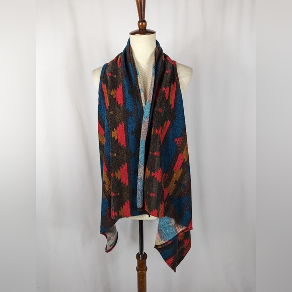 Pronto USA Casual Sleeveless Open Front Vest Tunic Southwestern Aztec Womens M - Picture 2 of 7